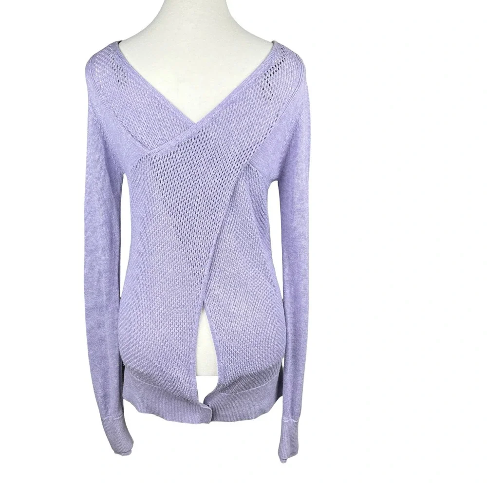 LULULEMON Women 4 Purple Sunset Savasana Pullover II Crossover Open Back Sweater